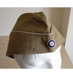 Tropical Officers Side Cap in Brown/Tan Cotton